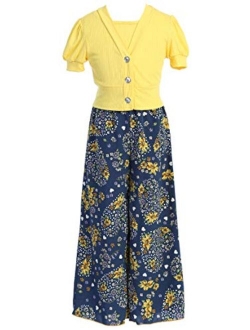 BluNight Collection Little Girls Sleeveless V Neck Rhinestones Maxi Skirt Short Jumpsuit Romper USA