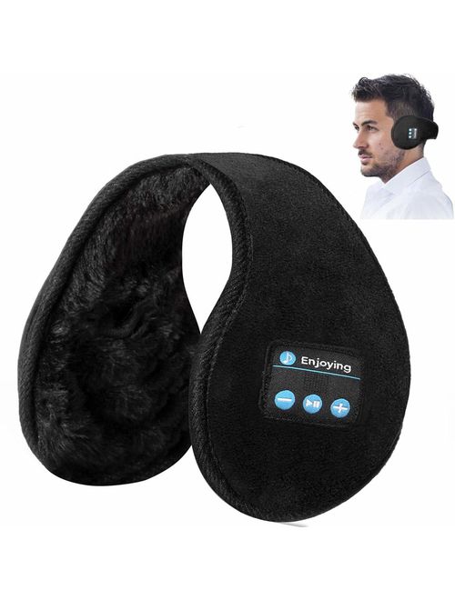 Ear Muffs Bluetooth Headphones Ear Wamer,Lavince Unisex Foldable Ear Warmers Bluetooth V5.0 Wireless Music Earmuffs Headsets with Microphone ear muffs for Winter Outdoor 