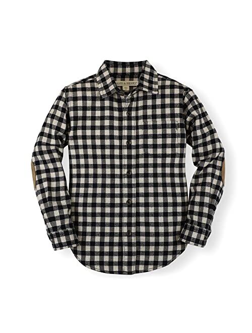 Hope & Henry Boys' Long Sleeve Brushed Cotton Flannel Button Down Shirt