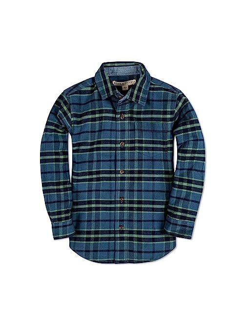 Hope & Henry Boys' Long Sleeve Brushed Cotton Flannel Button Down Shirt