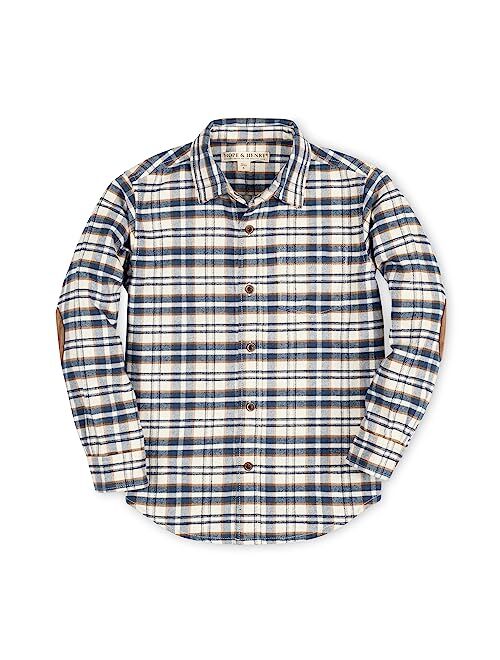 Hope & Henry Boys' Long Sleeve Brushed Cotton Flannel Button Down Shirt