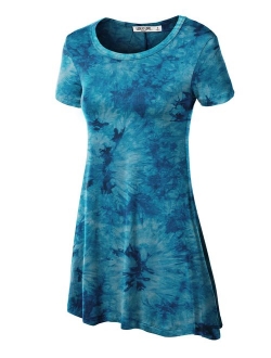 LL Womens Short Sleeve All Over Tie-Dye Ombre Tunic Shirt - Made in USA