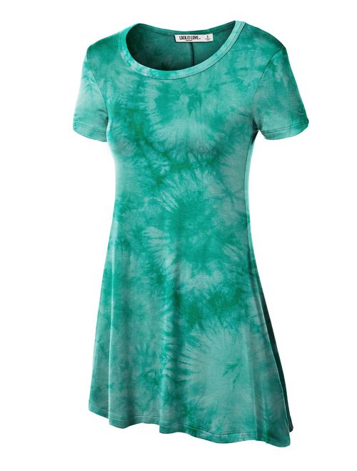 LL Womens Short Sleeve All Over Tie-Dye Ombre Tunic Shirt - Made in USA