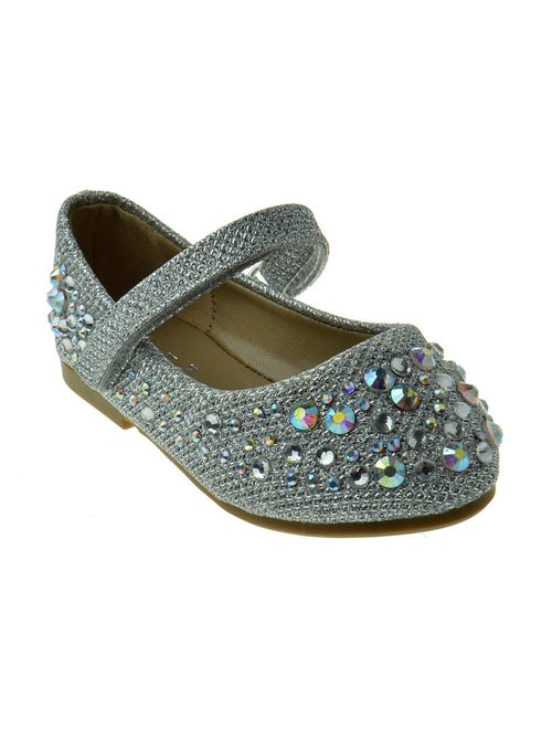 Link Forever Girls Rhinestone Studded Slip On Ballet Flats