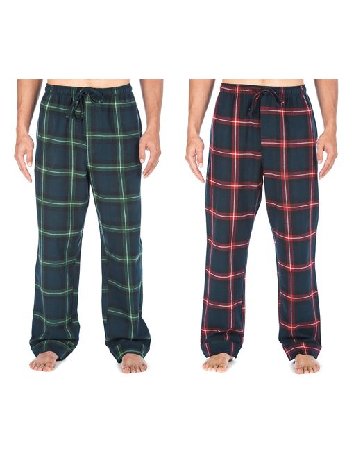 Noble Mount 100% Cotton Mens Flannel Pajama Pants with Pockets & Drawstring