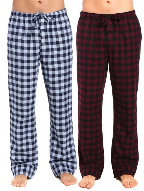 Noble Mount 100% Cotton Mens Flannel Pajama Pants with Pockets & Drawstring