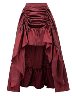 Women's Gothic Steampunk Skirt Victorian High-Low Bustle Skirt