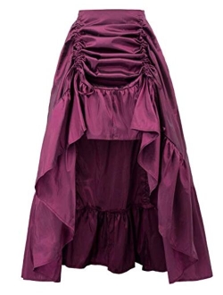 Women's Gothic Steampunk Skirt Victorian High-Low Bustle Skirt