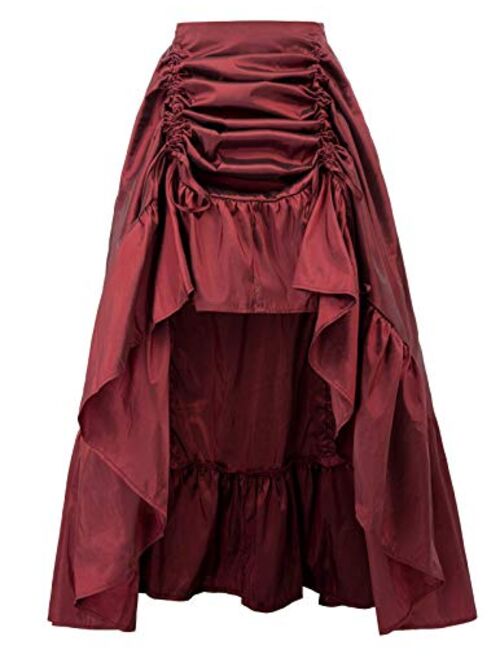 SCARLET DARKNESS Women's Gothic Steampunk Skirt Victorian High-Low Bustle Skirt