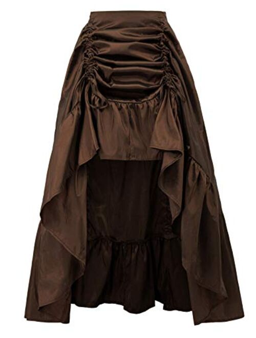 SCARLET DARKNESS Women's Gothic Steampunk Skirt Victorian High-Low Bustle Skirt