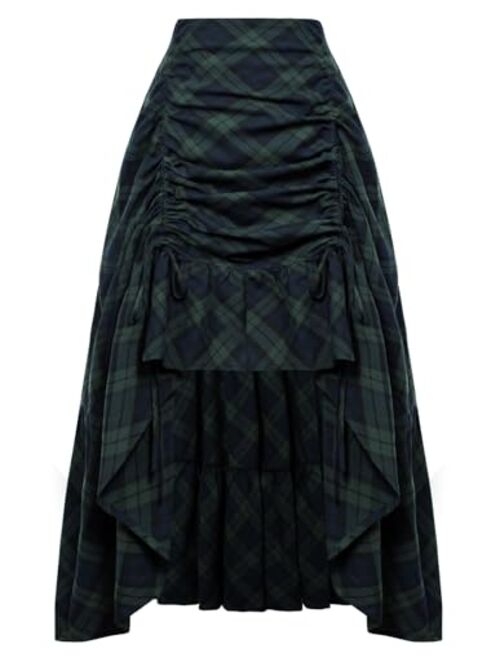 SCARLET DARKNESS Women's Gothic Steampunk Skirt Victorian High-Low Bustle Skirt