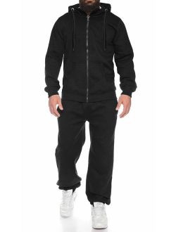 Men Long Sleeve Jogging Suit Zipper Hoodie Tracksuit Sport Set Casual Comfy Sweatsuits with Pockets