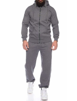 Men Long Sleeve Jogging Suit Zipper Hoodie Tracksuit Sport Set Casual Comfy Sweatsuits with Pockets