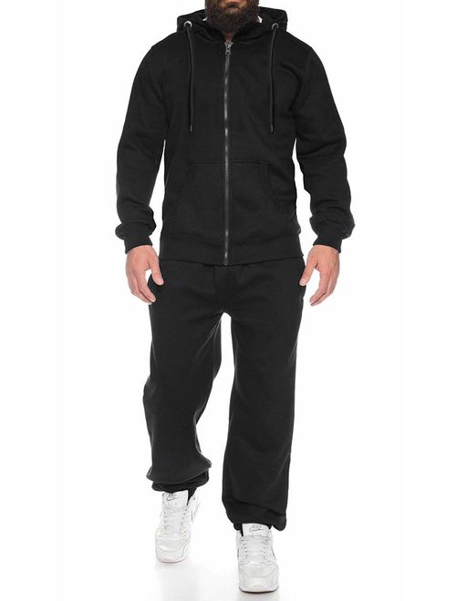 Buy COOFANDY Men Long Sleeve Jogging Suit Zipper Hoodie Tracksuit Sport ...