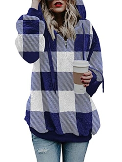 COCOLEGGINGS Women's Sherpa Pullover Fuzzy Fleece Sweatshirt Oversized Hoodies