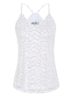 Women's Sleeveless Sparkle Shimmer Camisole Vest Sequin Tank Tops