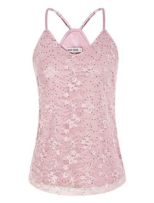 GRACE KARIN Women's Sleeveless Sparkle Shimmer Camisole Vest Sequin Tank Tops