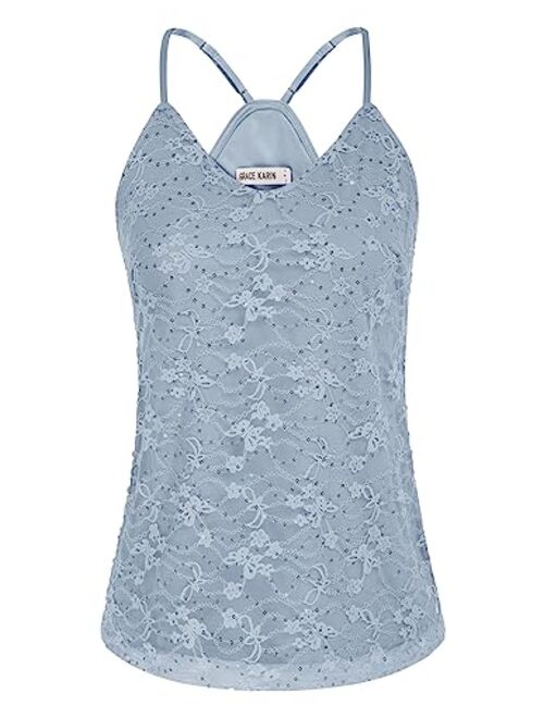 GRACE KARIN Women's Sleeveless Sparkle Shimmer Camisole Vest Sequin Tank Tops