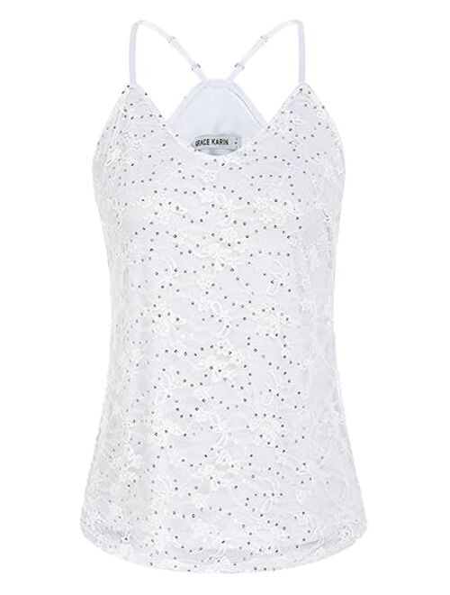 GRACE KARIN Women's Sleeveless Sparkle Shimmer Camisole Vest Sequin Tank Tops