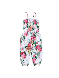 KIDSA 2-7T Baby Toddler Little Girls One-Pieces Floral Corset Romper Jumpsuit Harem Pants