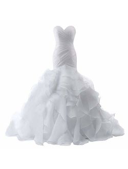 JAEDEN Wedding Dress for Bride Mermaid Bridal Gown Trumpet Wedding Gown for Women Ruffles Wedding Dresses