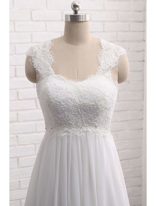 Women's Sleeveless Lace Chiffon Evening Wedding Dresses Bridal Gowns