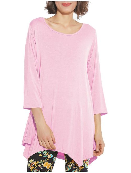 BELAROI Women 3/4 Sleeve Swing Tunic Tops Plus Size T Shirt