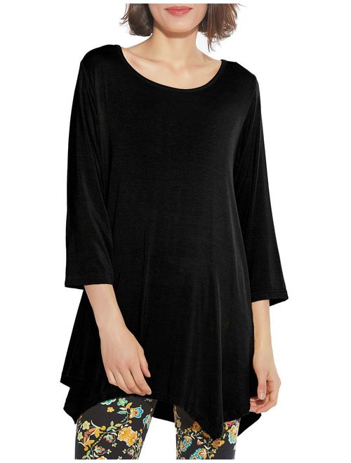 BELAROI Women 3/4 Sleeve Swing Tunic Tops Plus Size T Shirt