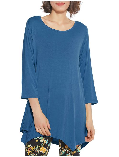 BELAROI Women 3/4 Sleeve Swing Tunic Tops Plus Size T Shirt