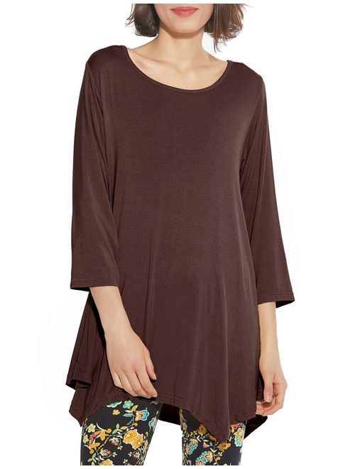 BELAROI Women 3/4 Sleeve Swing Tunic Tops Plus Size T Shirt