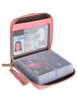 Easyoulife Womens Credit Card Holder Wallet Zip Leather Card Case RFID Blocking