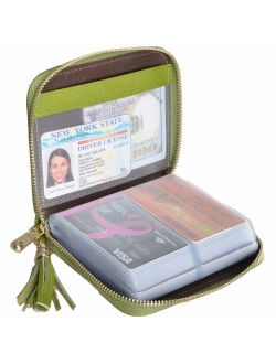 Easyoulife Womens Credit Card Holder Wallet Zip Leather Card Case RFID Blocking