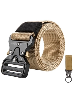 KingMoore Men's Tactical Belt Heavy Duty Webbing Belt Adjustable Military Style Nylon Belts with Metal Buckle