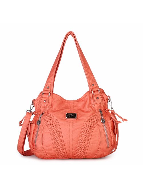 Angel Kiss Purses and Handbags Women Fashion Tote Bag Shoulder Bags Top Handle Satchel Purses Washed Synthetic Leather Handbag