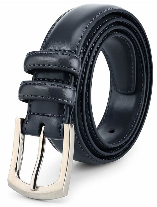 Men's Genuine Leather Dress Belt Classic Stitched Design 30mm 'ALL LEATHER' Regular Big and Tall Sizes