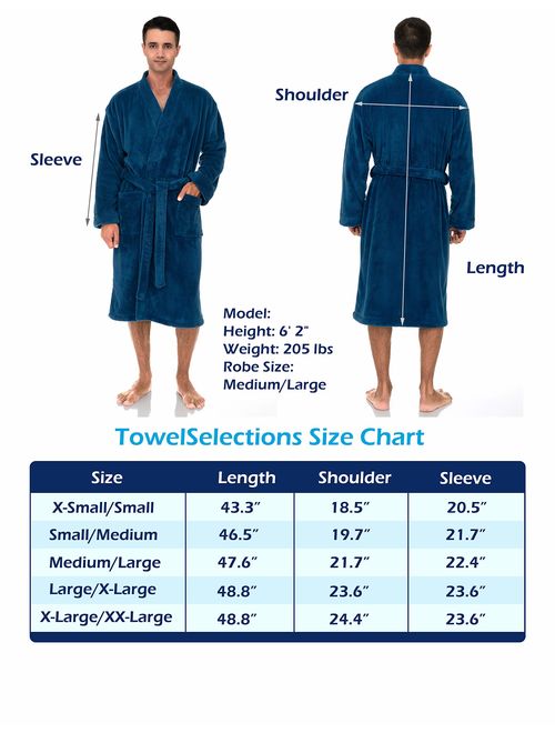 TowelSelections Men's Plush Spa Robe Fleece Kimono Bathrobe