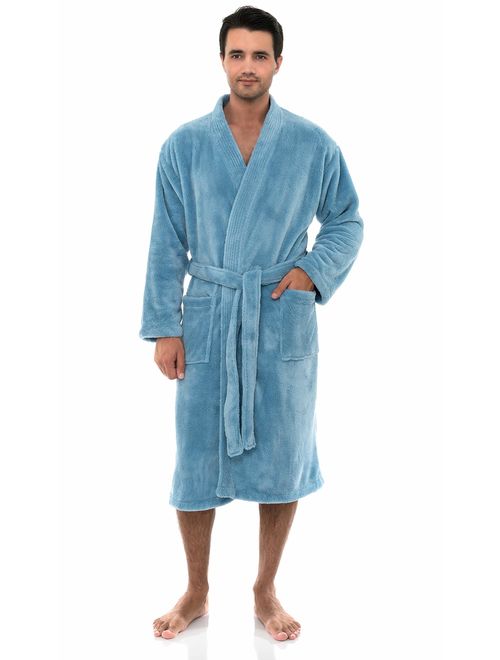 TowelSelections Men's Plush Spa Robe Fleece Kimono Bathrobe