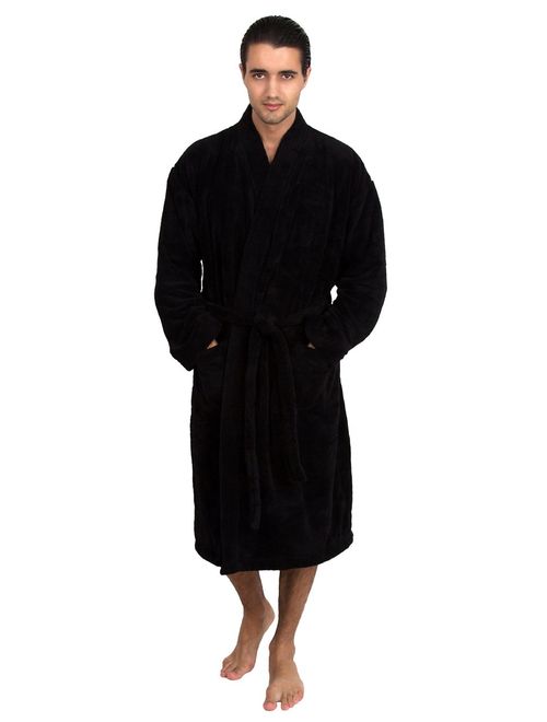 TowelSelections Men's Plush Spa Robe Fleece Kimono Bathrobe