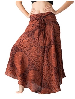 BANGKOK PANTS Women's Long Maxi Hippie Skirt Bohemian Gypsy Dress Boho Clothing Beach Wear Elephant Design Asymmetric Hem