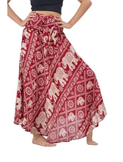 BANGKOK PANTS Women's Long Maxi Hippie Skirt Bohemian Gypsy Dress Boho Clothing Beach Wear Elephant Design Asymmetric Hem