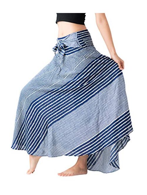 BANGKOK PANTS Women's Long Maxi Hippie Skirt Bohemian Gypsy Dress Boho Clothing Beach Wear Elephant Design Asymmetric Hem