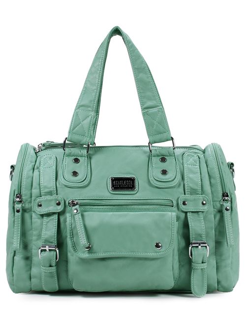 Scarleton Satchel Handbag for Women, Ultra Soft Washed Vegan Leather Crossbody Bag, Shoulder Bag, Tote Purse, H1485