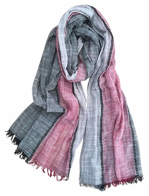 GERINLY Color Block Summer Scarf for Men Long Neck Wraps Shawl Urbanstyle Scarf Gift for Men