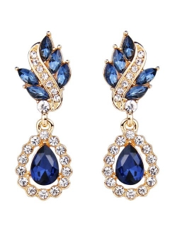 EleQueen Women's Austrian Crystal Art Deco Tear Drop Dangle Earrings Pierced