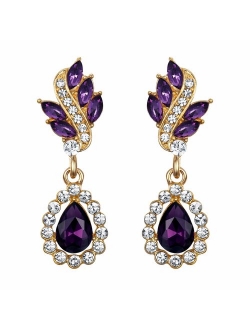 EleQueen Women's Austrian Crystal Art Deco Tear Drop Dangle Earrings Pierced