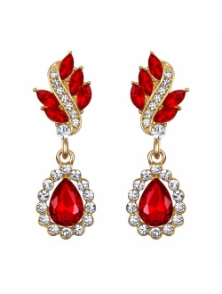 EleQueen Women's Austrian Crystal Art Deco Tear Drop Dangle Earrings Pierced