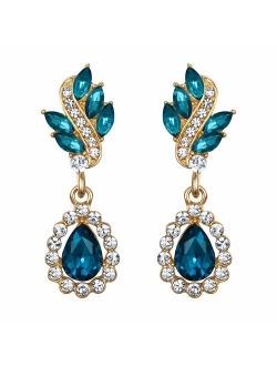 EleQueen Women's Austrian Crystal Art Deco Tear Drop Dangle Earrings Pierced