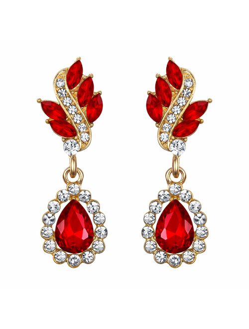 EleQueen Women's Austrian Crystal Art Deco Tear Drop Dangle Earrings Pierced