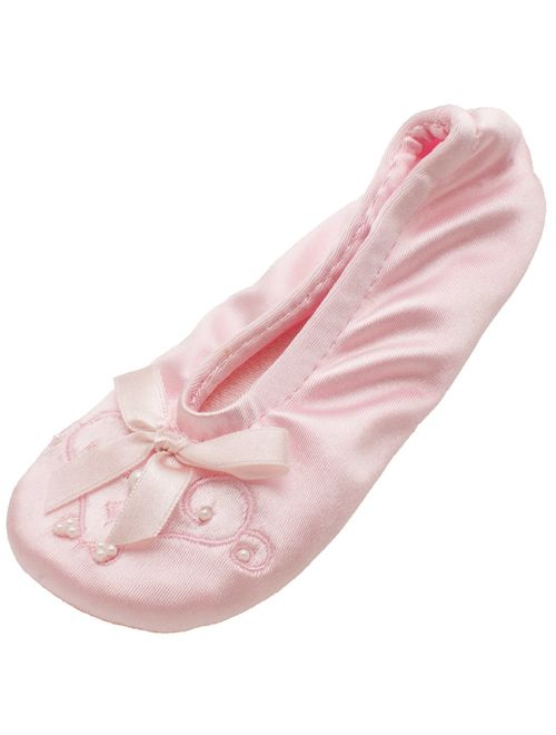 Isotoner Satin Pearl Ballerina Girls Slippers Ballet Flat