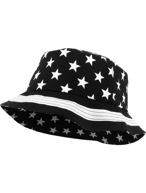 KBETHOS Flag Patriotic Stars and Stripes Floral Galaxy Leaf Aztec Tropical Print Bucket Hat Summer Boonie Cap